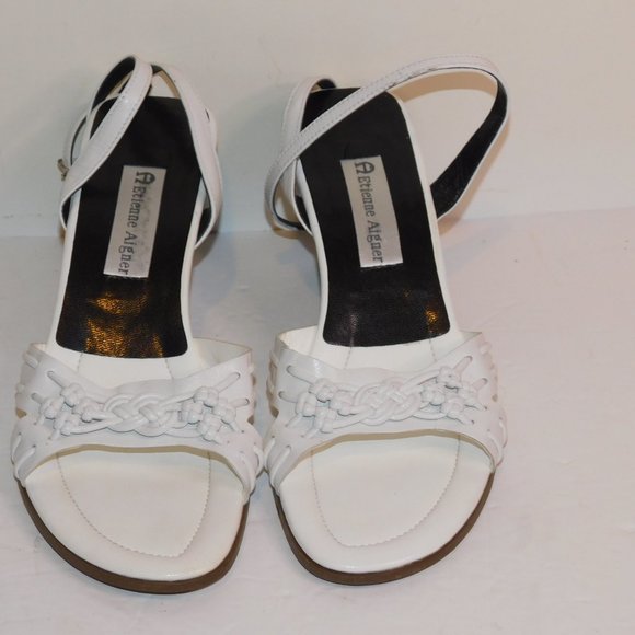 Eitenne Aigner Wedge Heel Leather Sandals Open Toe - Picture 2 of 10